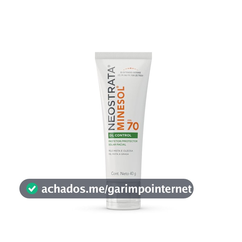 Protetor Solar Facial Minesol Oil Control, Sem Cor, FPS 70, 40g