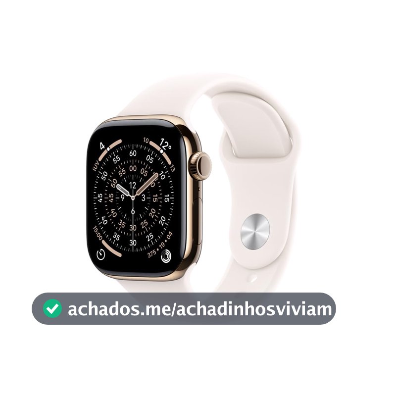 Apple Watch Series 11 GPS + Cellular, Caixa em titânio dourado de 46 mm com Bracelete desportiva rosa leve - P/M
