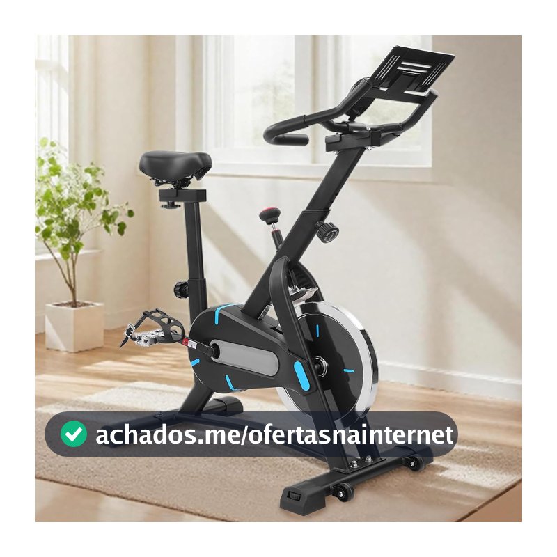 Bicicleta Ergométrica Spinning para Casa, Silenciosa, Roda de Inércia de 5kg, Ajuste de Resistência, Monitor Digital, Suporte para Celular, até 120kg