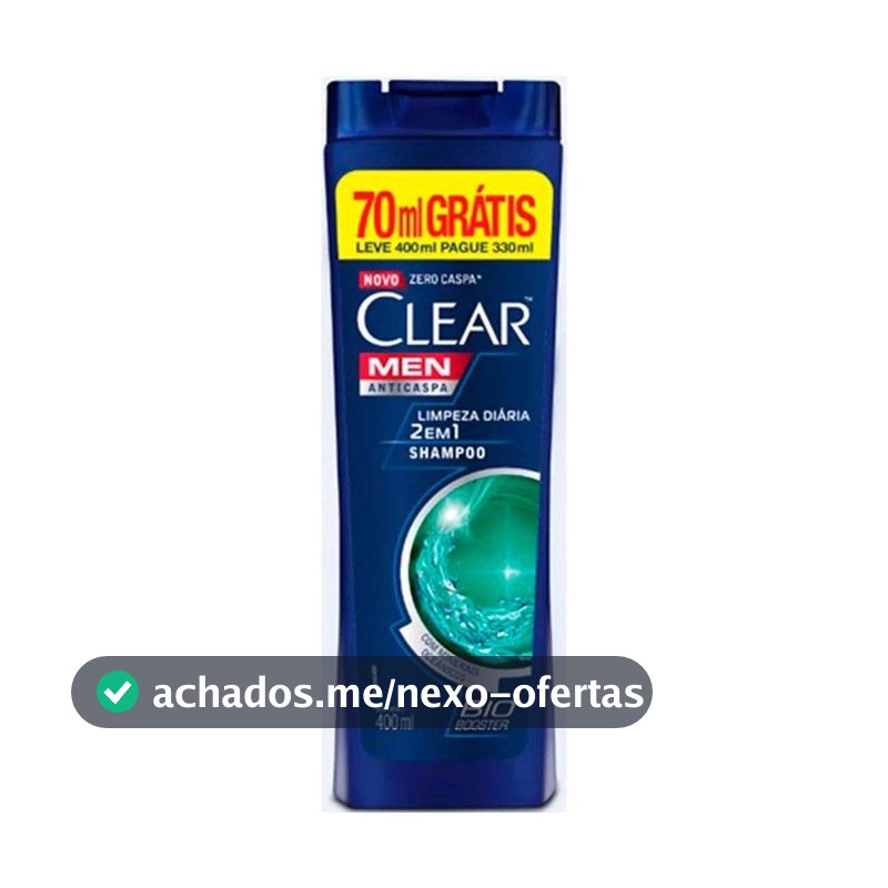 Clear Men Shampoo Anticaspa 2 em 1 Limpeza Diária 400ml