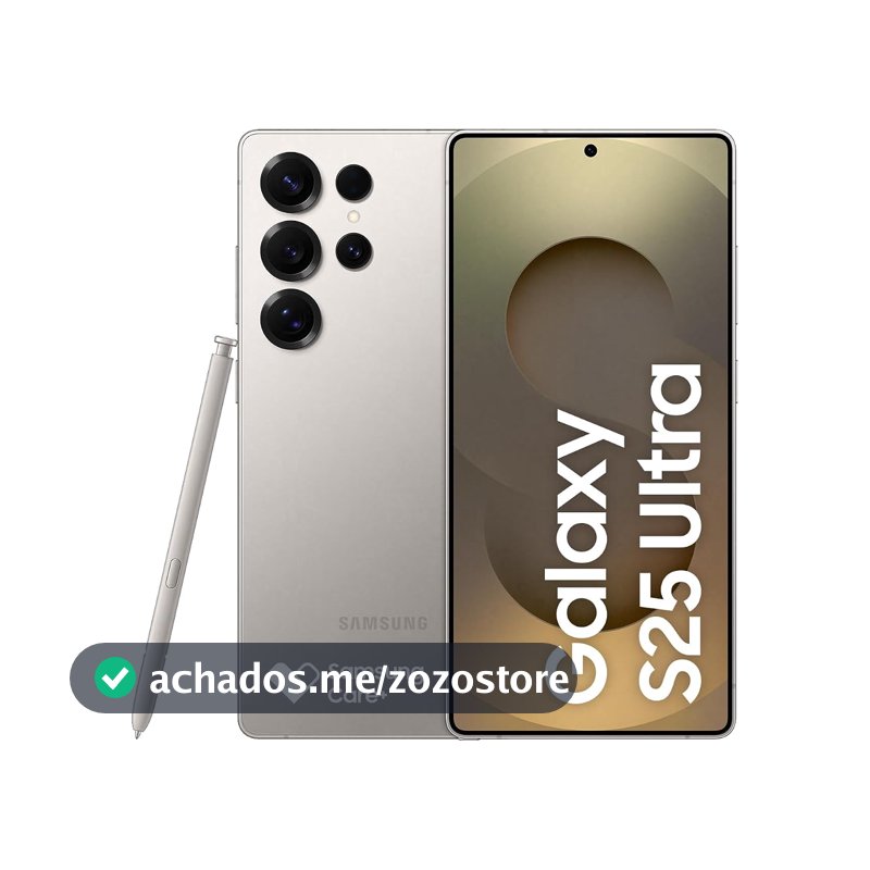 Celular Samsung Galaxy S25 Ultra 5G, 256GB, 12GB RAM, Câmera Quádrupla de 200+50+10+50, Tela Grande de 6.9", Titânio Cinza