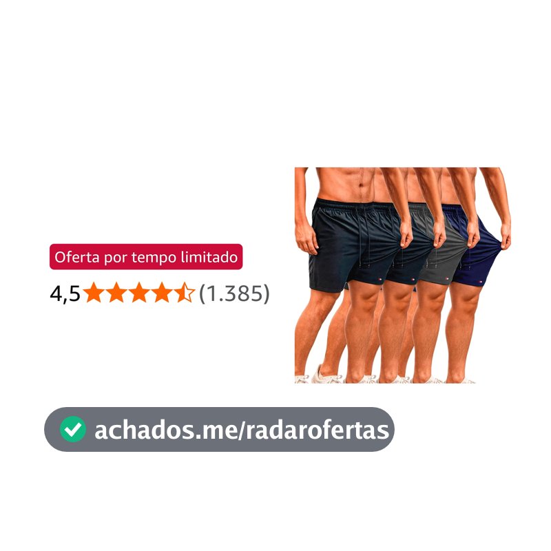 Kit 4 Bermuda Shorts Tactel Sandrini Elastano Academia Praia