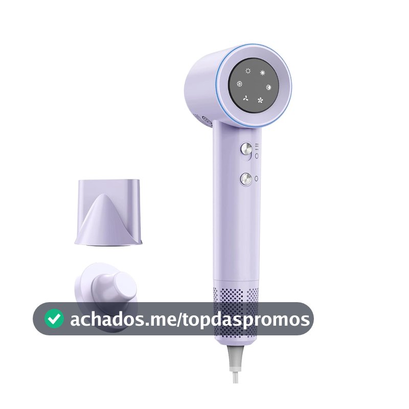 GOKOCO Secador De Cabelo Profissional 110v 127v, 120000 RPM High Speed Hair Dryer 1600W com Display Digital LED e Bocal de ar Magnético,GD029 Roxo