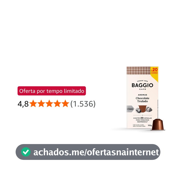 Cápsulas de Café Baggio Café Aroma Chocolate Trufado, compatível com Nespresso, contém 20 cápsulas