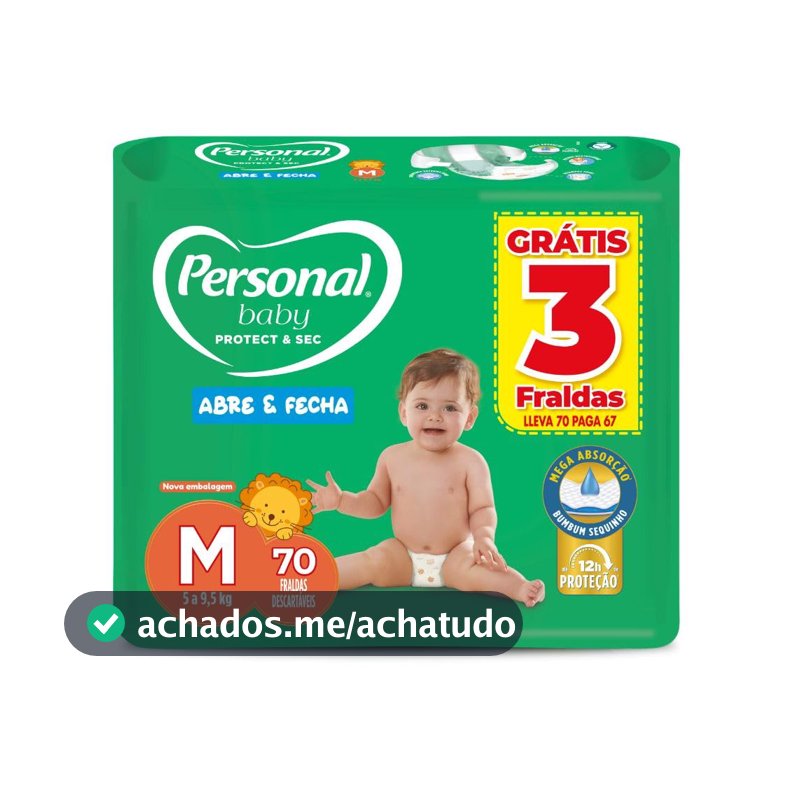 Personal Fralda Protect E Sec M Hiper, 70 Unidades