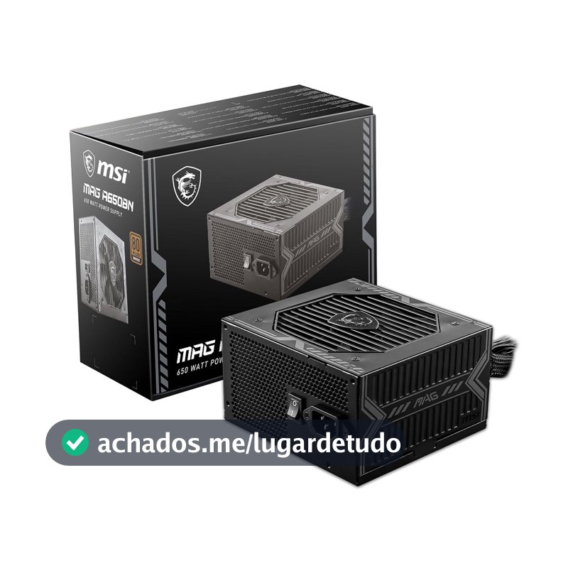 Fonte de Alimentação MSI MAG A650BN - 650W, 80 Plus, Bronze, PFC Ativo