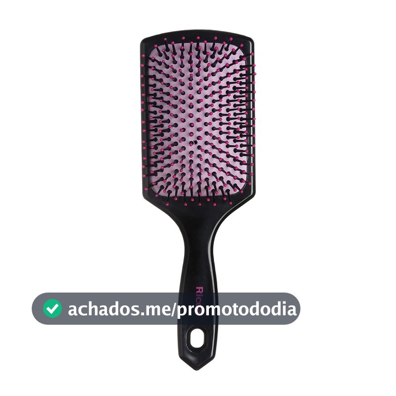 Ricca, Escova Black Pink, Raquete, Desembaraça e escova, Para todos os tipos de cabelos