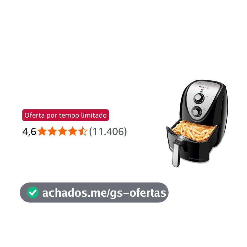 MONDIAL Fritadeira Sem Óleo Grand Family Inox - 5L, 127V, Preto, 1900W - AFN-50-BI