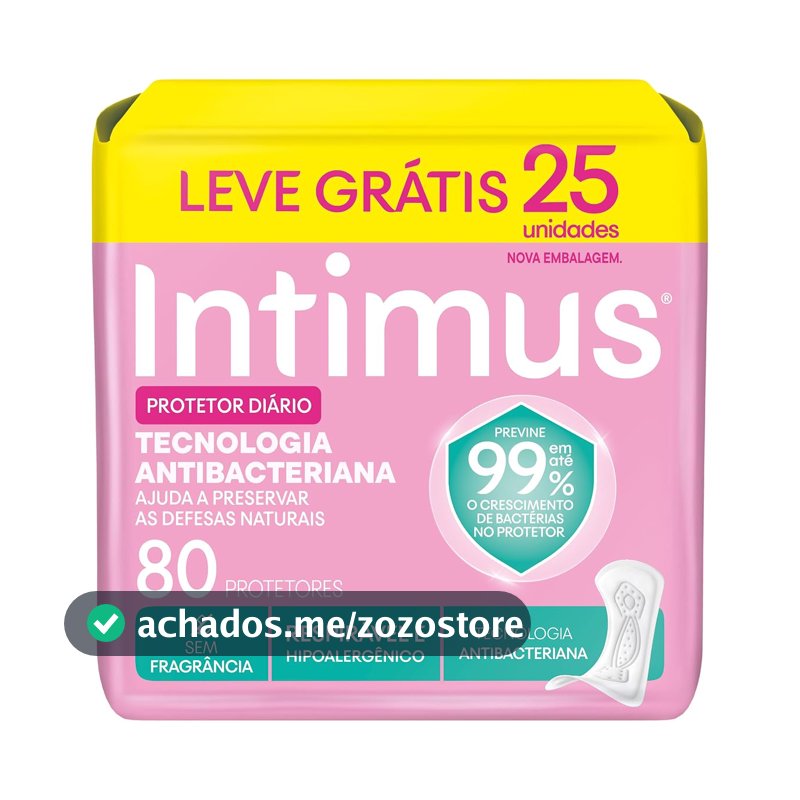 Protetor Díário Intimus® Tecnologia Antibacteriana - 80 un