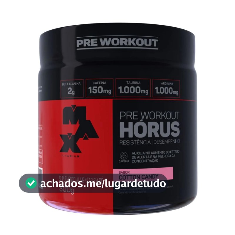 Pré-Treino Max Titanium Horus, Sabor Algodão-Doce, 300g