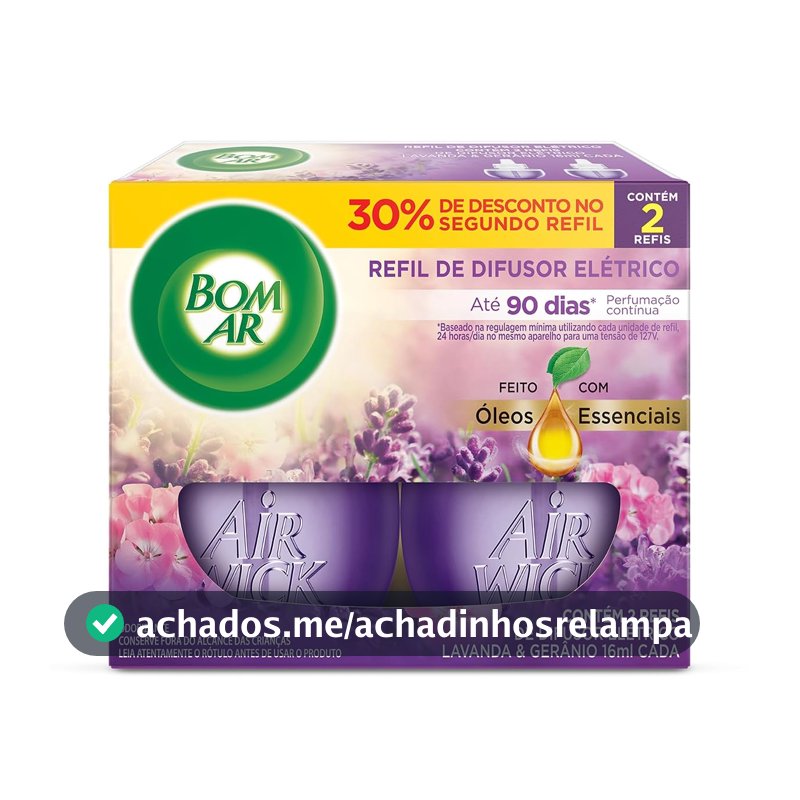 Bom Ar - Refil Difusor Elétrico Lavanda, embalagem promocional.