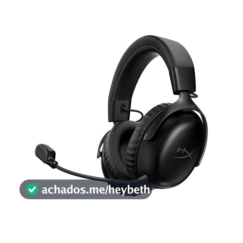 Headset Gamer HyperX Cloud III S Wireless – PC, PS5, PS4, Nintendo Switch, Drivers de 53 mm, Áudio DTS, Microfone de 10 mm, 2,4 GHz, Bluetooth, Preto (A59YZAA)