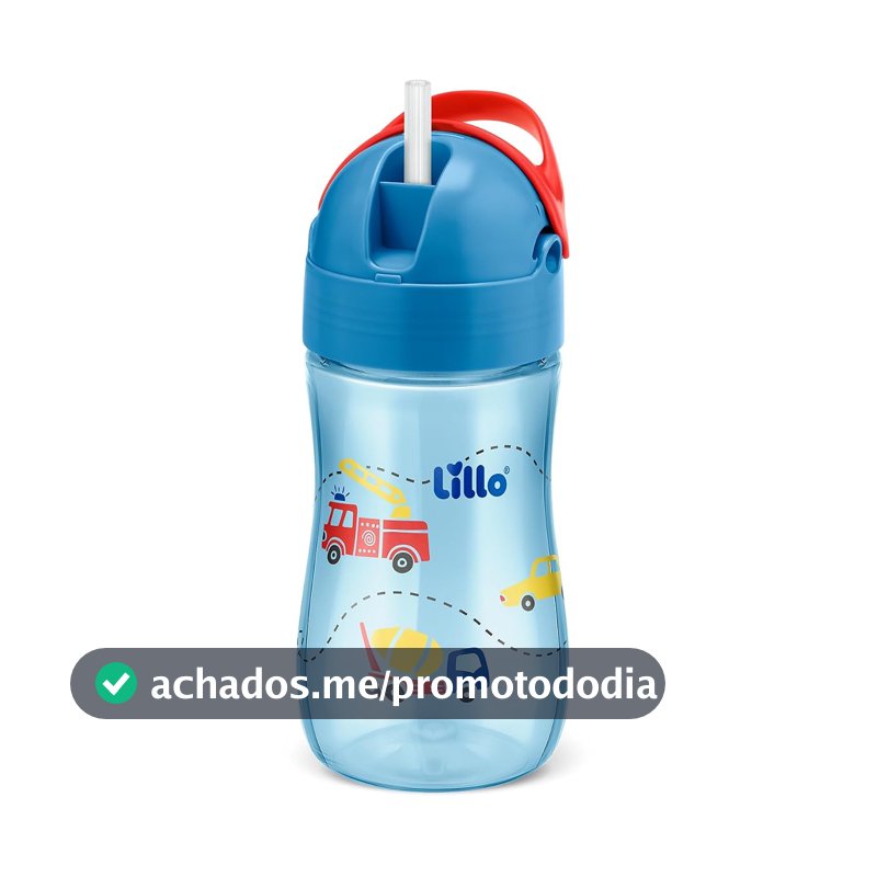 Lillo Copo Infantil Com Canudo Evolution 300Ml Azul -