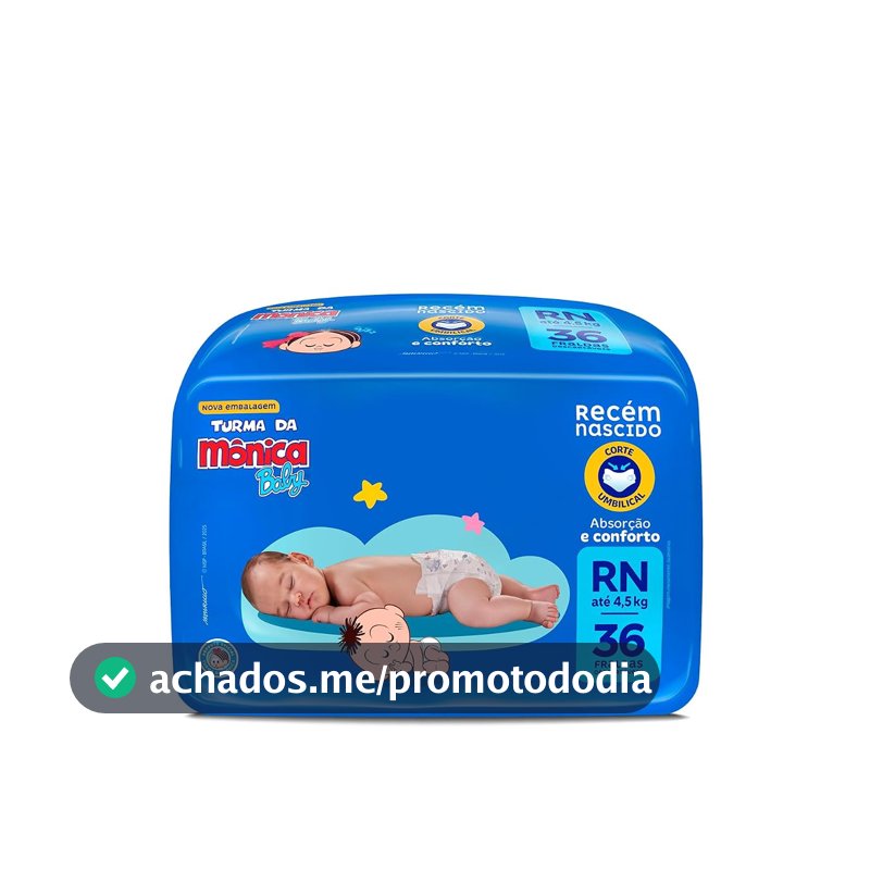 Fralda Turma da Mônica Baby RN, 36 Unidades