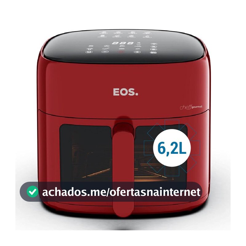 Fritadeira Sem Óleo Air Fryer Eos Chef Gourmet 6.2 Litros Compacta Digital Vermelho Eaf60v 110v