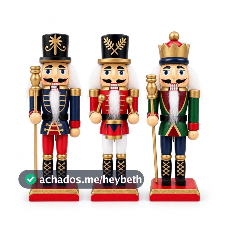 Kit 3 Soldadinhos Quebra Nozes Enfeite de Natal Clássico Decorativo Árvore