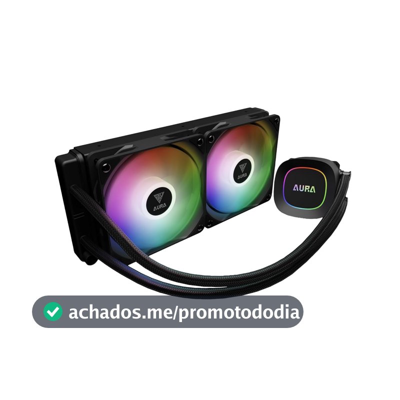 Water Cooler Gamdias Aura GL240 240mm ARGB Preto Compatível Intel LGA 1851 AMD AM5
