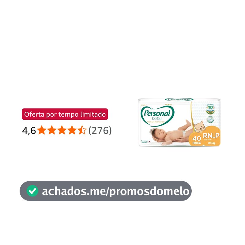 Personal Fralda Baby Premium Protection P, 40 Unidades