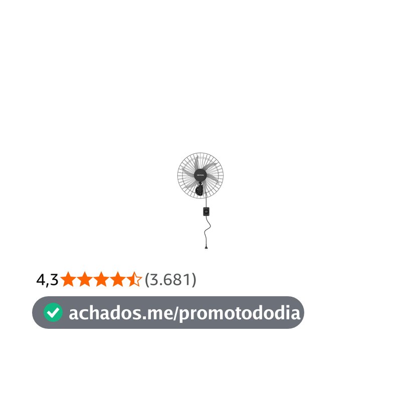 Ventisol Ventilador de Parede Oscilante, Steel, Preto/Prata, 50cm, Bivolt