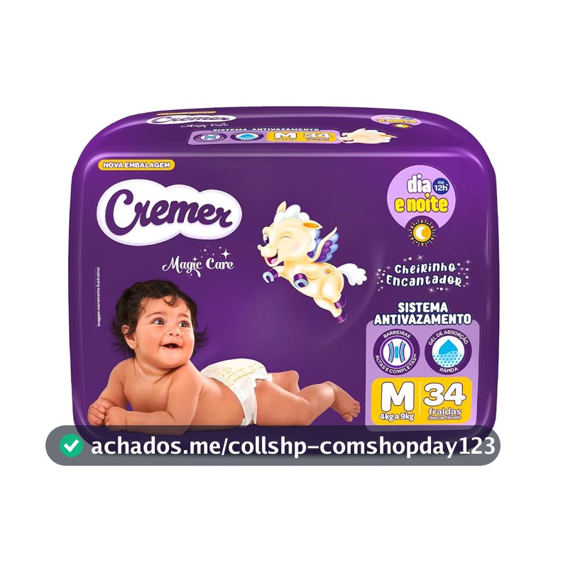 Fralda Cremer M, 34 Unidades