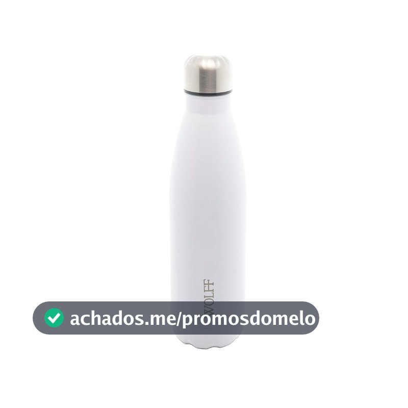 WOLFF - Garrafa Térmica de Aço Inox Branca com Parede Dupla - 500ml - Linha Ice