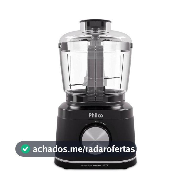 Processador de Alimentos Philco 420W com Jarra 500ml Função Pulsar e Trava de Segurança Preto PMN04A 127V