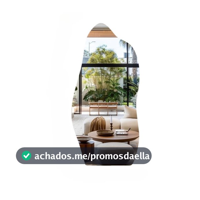 Espelho Orgânico Grande Com Borda em Couro 100x50 Corpo Inteiro Decorativo, Espelho Decorativo Moderno e Elegante, Ideal para Quarto, Sala(70X30 SEM MOLDURA)