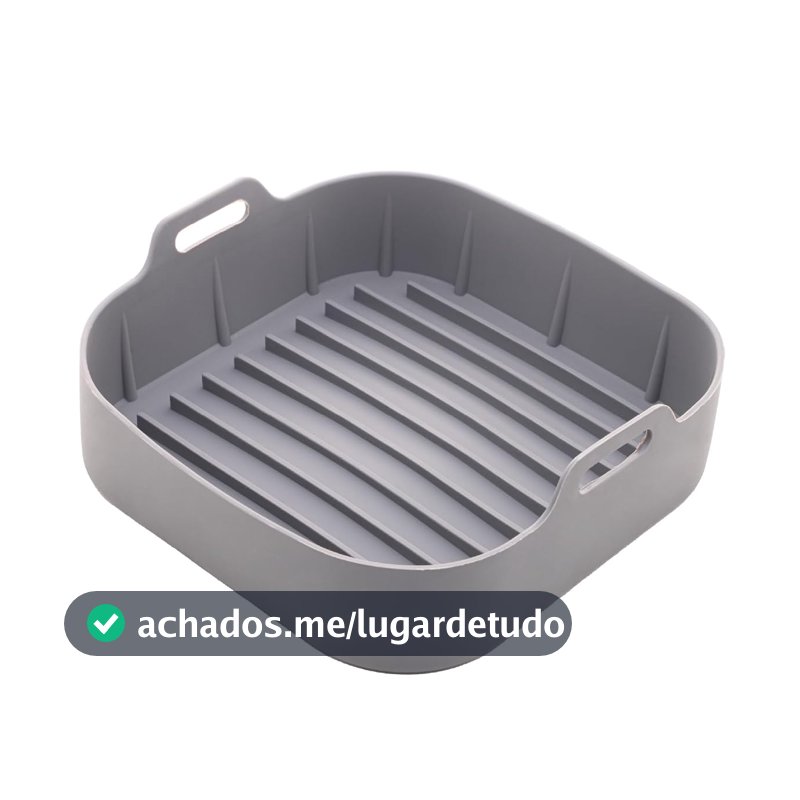 LYOR - Forma Quadrada de Silicone para Air Fryer Cinza 20Cm x 7Cm