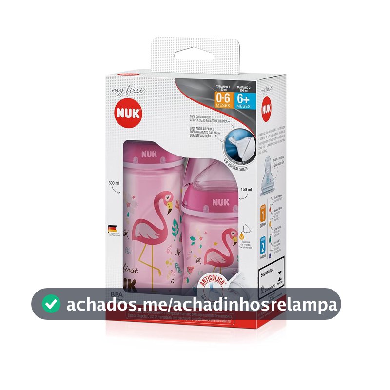 NUK Kit Mamadeira My 1St S1 150Ml S2 300Ml Girl - Rosa 2 Unidades
