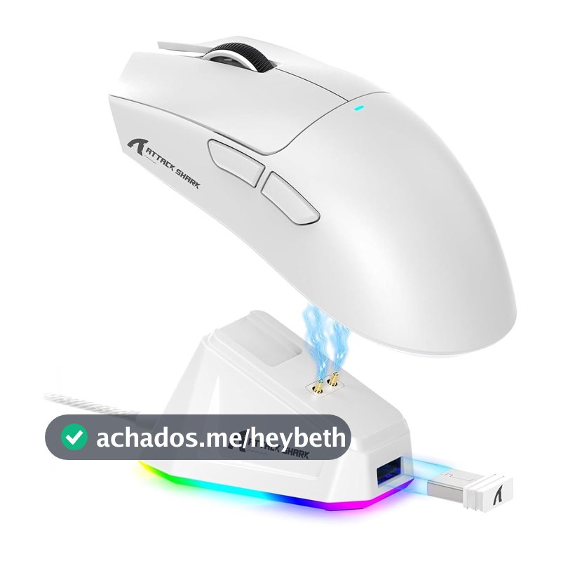 Mouse Gamer ATTACK SHARK X11 Sem Fio Tri-Mode (2.4G/Bluetooth/USB) Com Base RGB – Ergonômico, Alta Precisão