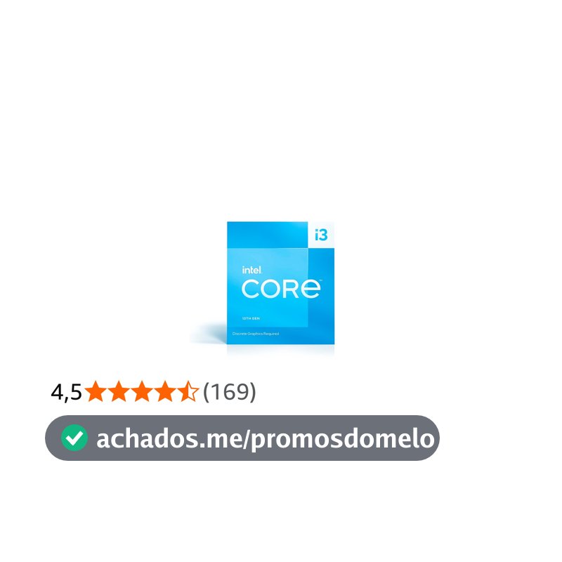 Intel Core i3-13100F 3.4GHz (4.5 Turbo) Processador para desktop LGA 1700 de 4 núcleos (Raptor Lake)