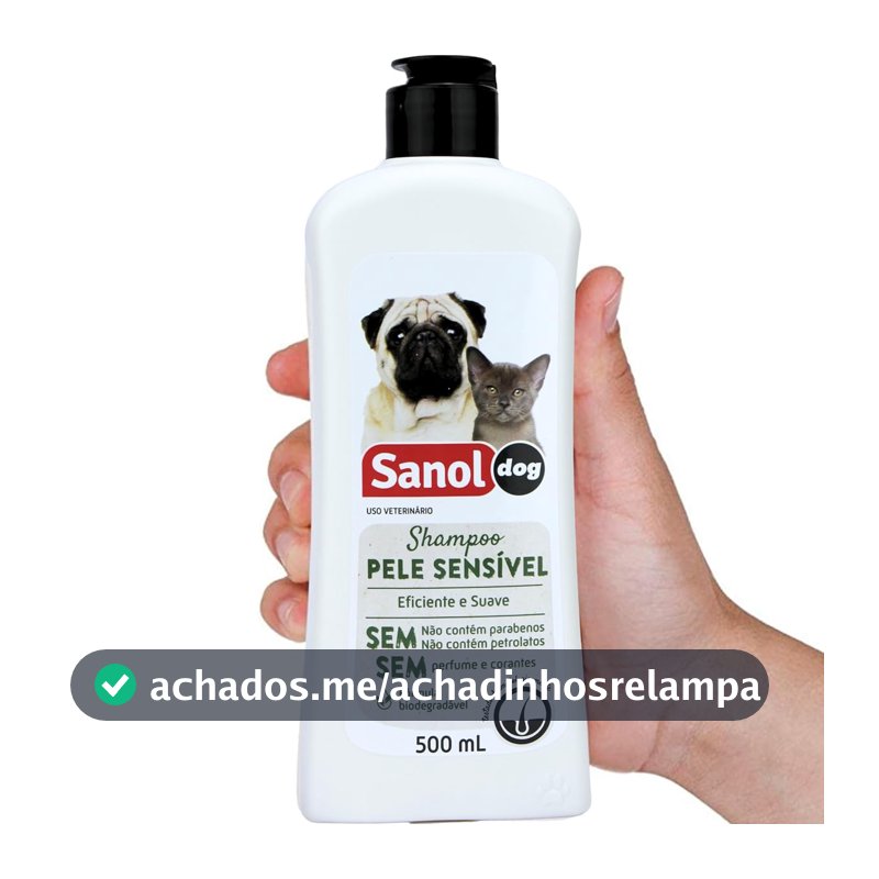 Shampoo para cães e gatos, Sanol Dog, Pele sensível, Sem aroma, 500ml