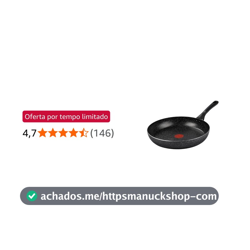 Frigideira Rochedo Stone Pro 30cm Preto com Efeito Pedra e Antiaderente Minerium, Alta Resistência e Durabilidade, Cabos Ergonômicos e Base Limpa Fácil