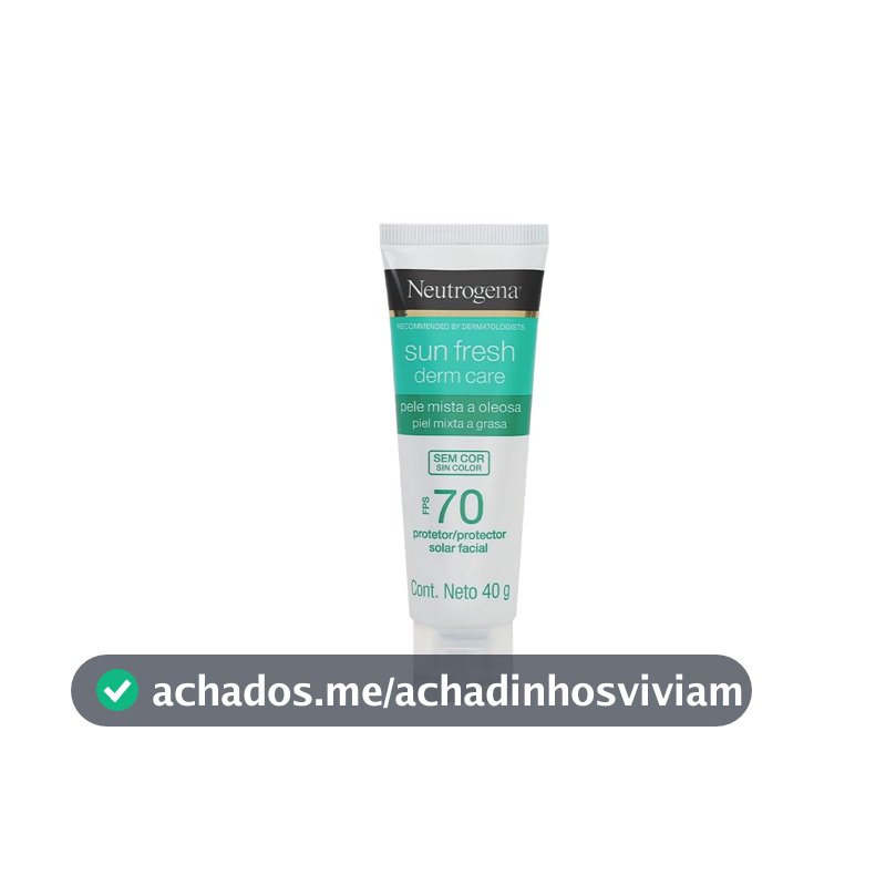 Protetor Solar Facial Neutrogena Sun Fresh Derm Care, Sem Cor, FPS 70, 40g