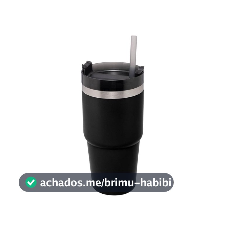 WOLFF - Copo Térmico Parede Dupla SlimTerm com Base Ergonômica e Canudo Preto 590ml
