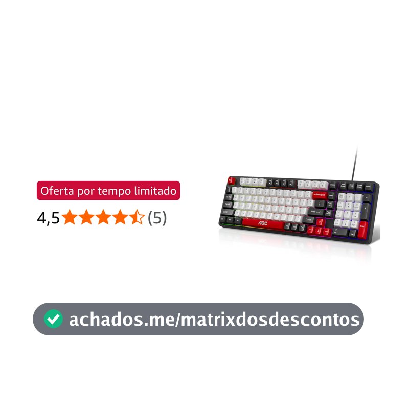 AOC GK116 Teclado com fio, Teclado Membrana Gamer RGB, Compatível com PC e Notebook, Jogo E Escritório