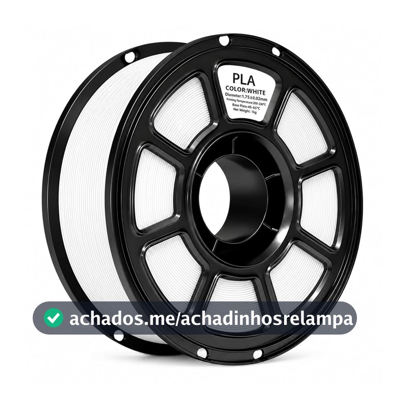 Filamento PLA 1,75 mm 1 kg para Impressora 3D FDM, Tolerância de ±0,02 mm, com Carretel, para Miniaturas, Maquetes, Protótipos e Peças Decorativas (Branco)