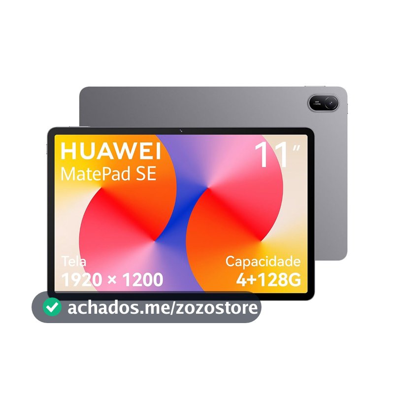 Tablet, HUAWEI MatePad SE 11, 4+128GB, Tela HUAWEI FullView de 11" para Conforto Visual，Superbateria de 7700 mAh 22,5W，Câmera Traseira 8 MP，Câmera Frontal 5 MP，Cinza Nebula