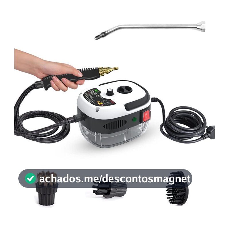 Limpador a vapor portátil de 2500 W, máquina de limpeza a vapor pressurizada de alta temperatura, para carros, com escovas inclusas.