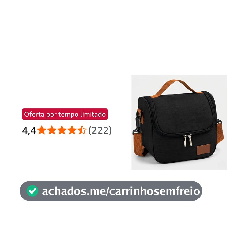 Bolsa Térmica Lancheira com Alça de Ombro para Marmita - Academira, Trabalho, Escola, Faculdade e Passeios - Marmiteira Impermeável Resistente 7 Litros - Cor PRETA