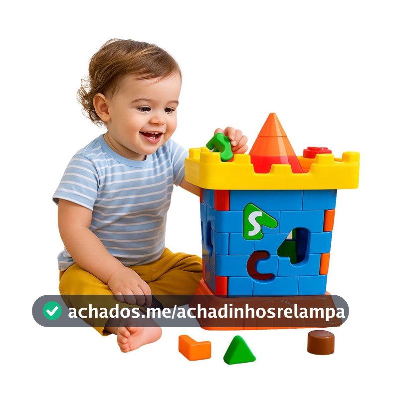 Castelo Didático Educativo Infantil com Peças de Encaixe Letras Números e Formas Coloridas para Montar e Desmontar