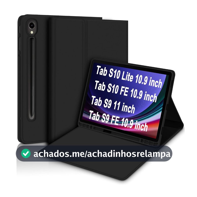 Capa tablet Para Samsung Galaxy Tab S10 Lite/ S10 FE 10.9"/S9 FE 10.9"/S9 11", Case Anti Impacto, com suporte para caneta S, Premium Slim,Flexível e portátil (Preto)