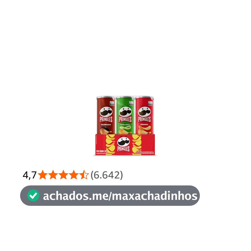 Pringles Pack Promo Salgadinho de Batata Frita 3 Sabores - Original, Creme e Cebola e Churrasco