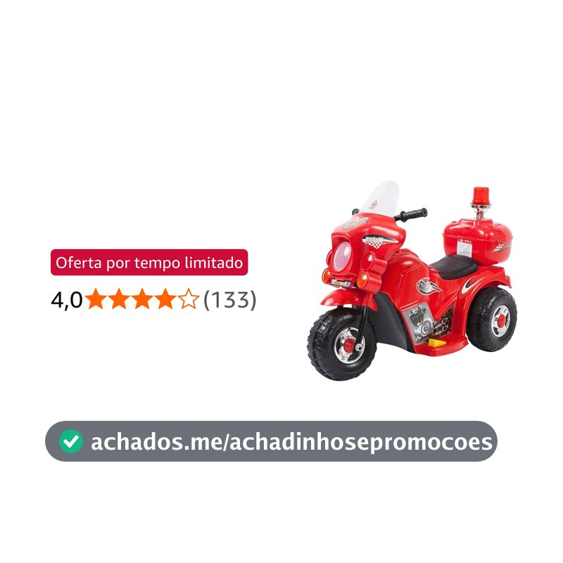 Mini Moto Elétrica 6v Polícia Menina Com Luz Som E Baú (Vermelho)
