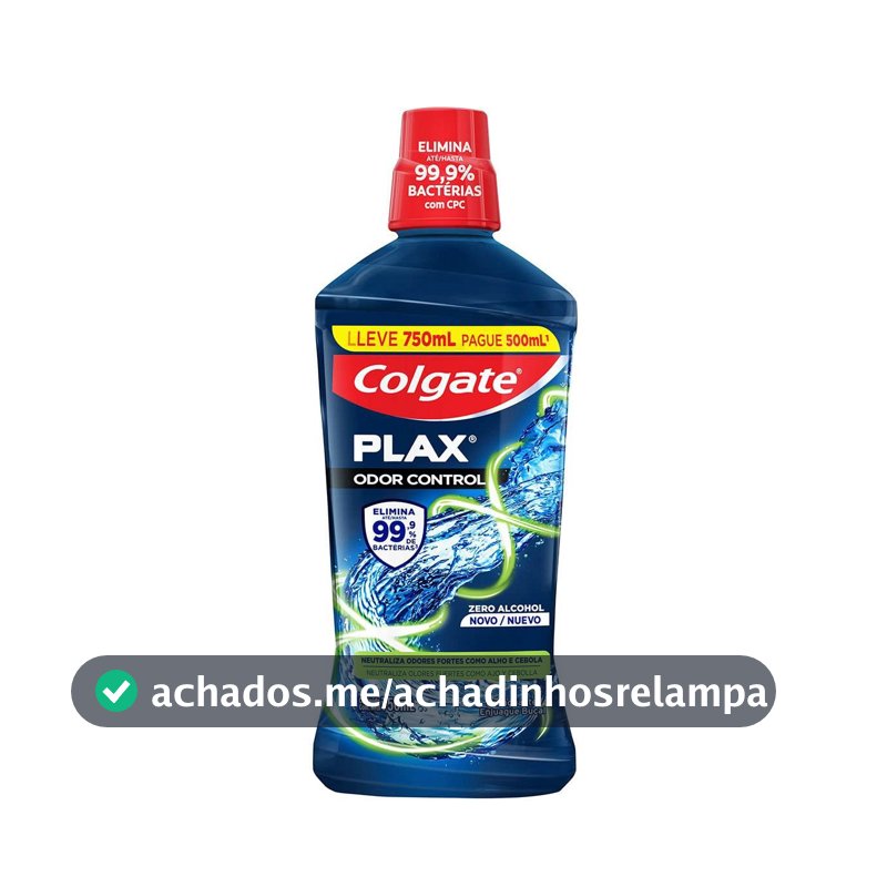 Colgate Plax Odor Control Enxaguante Bucal Sem Álcool, 750ml