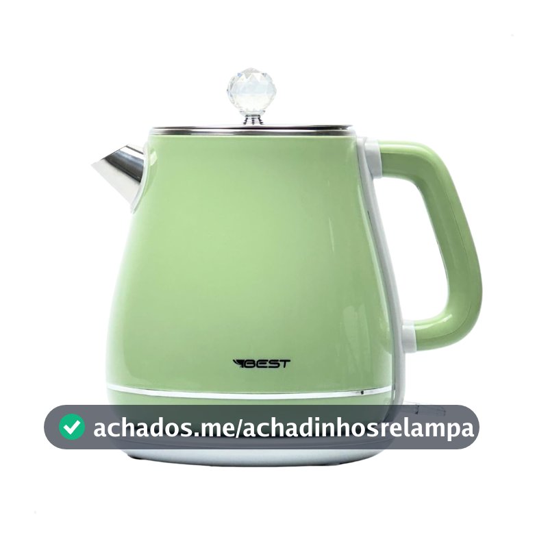 BEST Chaleira Elétrica 1,8L Verde, Aço Inoxidável, Duplo Revestimento, Tampa Removível, 1200W, 127V