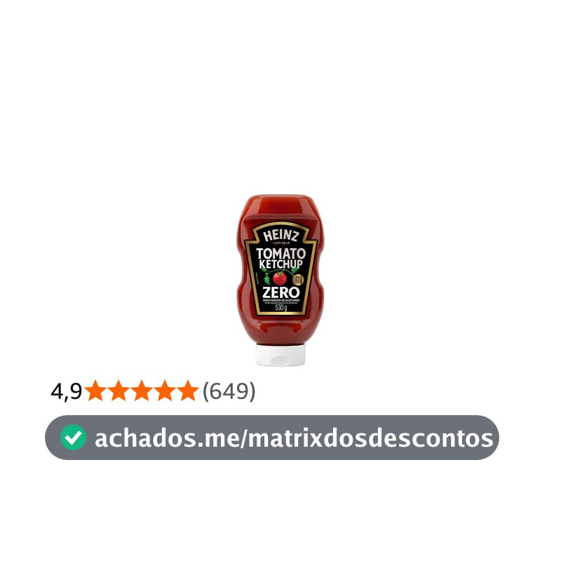 Heinz Ketchup Zero Açúcar 530g