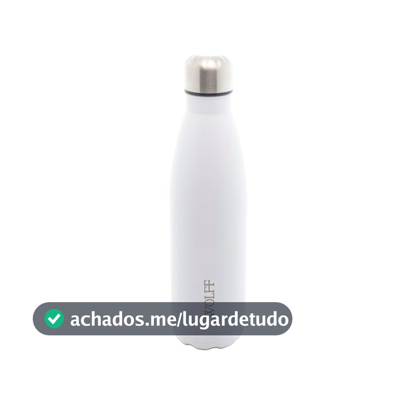 WOLFF - Garrafa Térmica de Aço Inox Branca com Parede Dupla - 500ml - Linha Ice