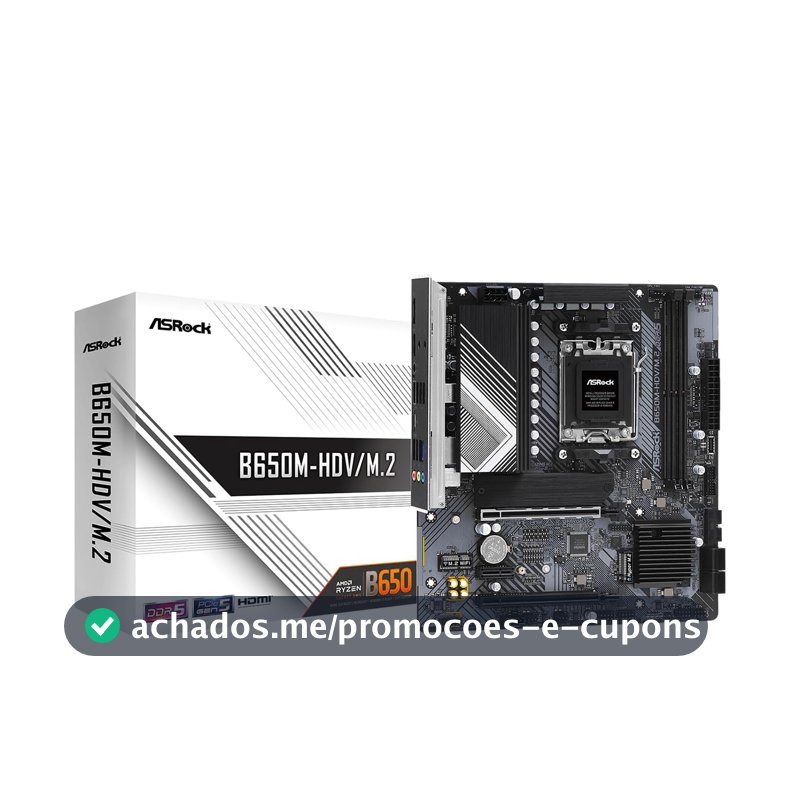 Placa Mãe ASRock B650M-HDV/M.2, Chipset B650, AMD AM5, mATX, DDR5