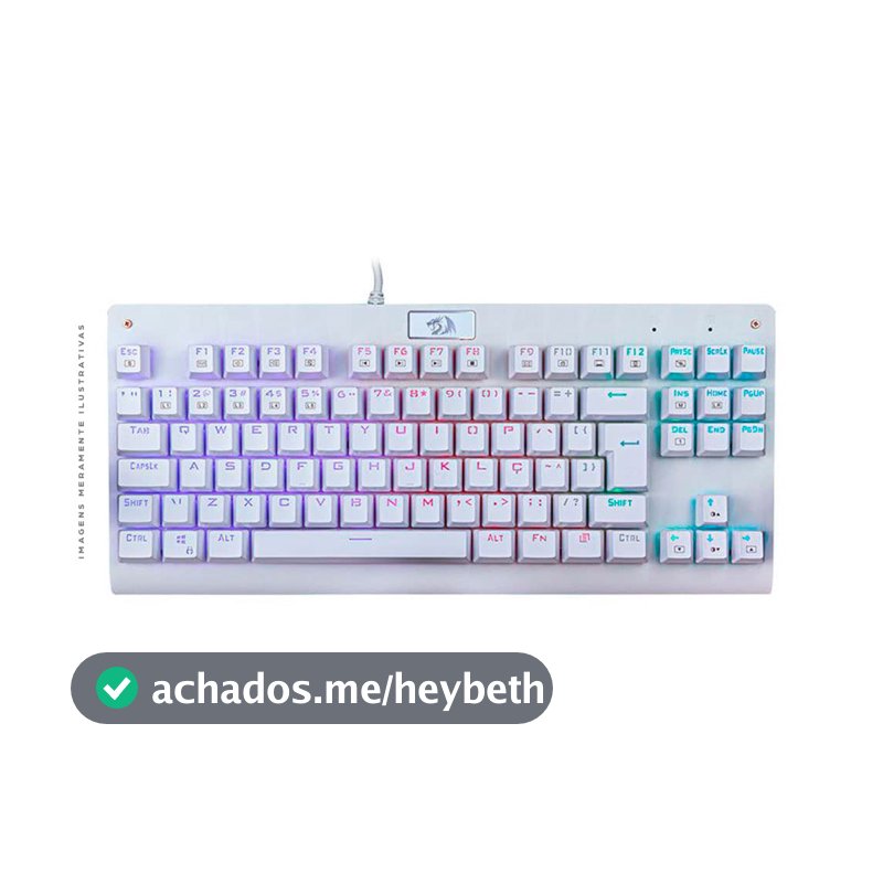 Teclado Mecânico Gamer Redragon Dark Avenger Lunar White TKL ABNT2 Switch Vermelho RGB K568W-RGB